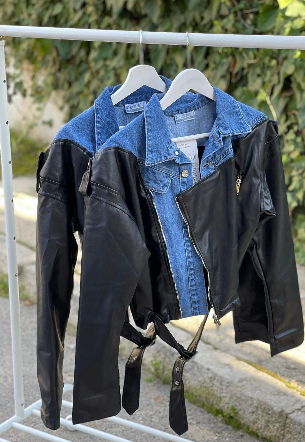 Denim Jacket with Leather detailing