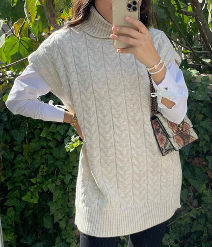 High-Neck Knitted Blouse