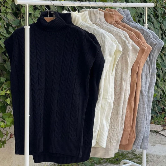 High-Neck Knitted Blouse