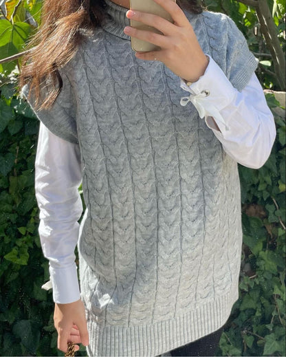 High-Neck Knitted Blouse