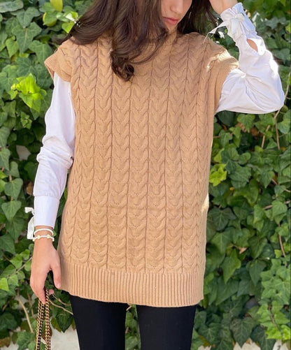 High-Neck Knitted Blouse